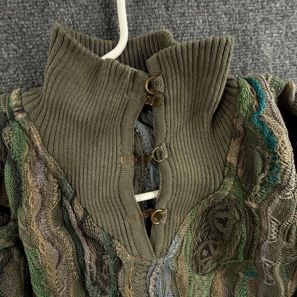 COOGI Australia Sweater Women Medium Green Knit Pullover Turtleneck Padded Shldr - Picture 14 of 16